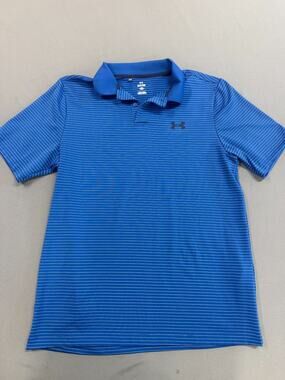 Under ArmourPolo Shirt Mens Small Blue Striped Short Sleeve Loose Fit NEW WO/T